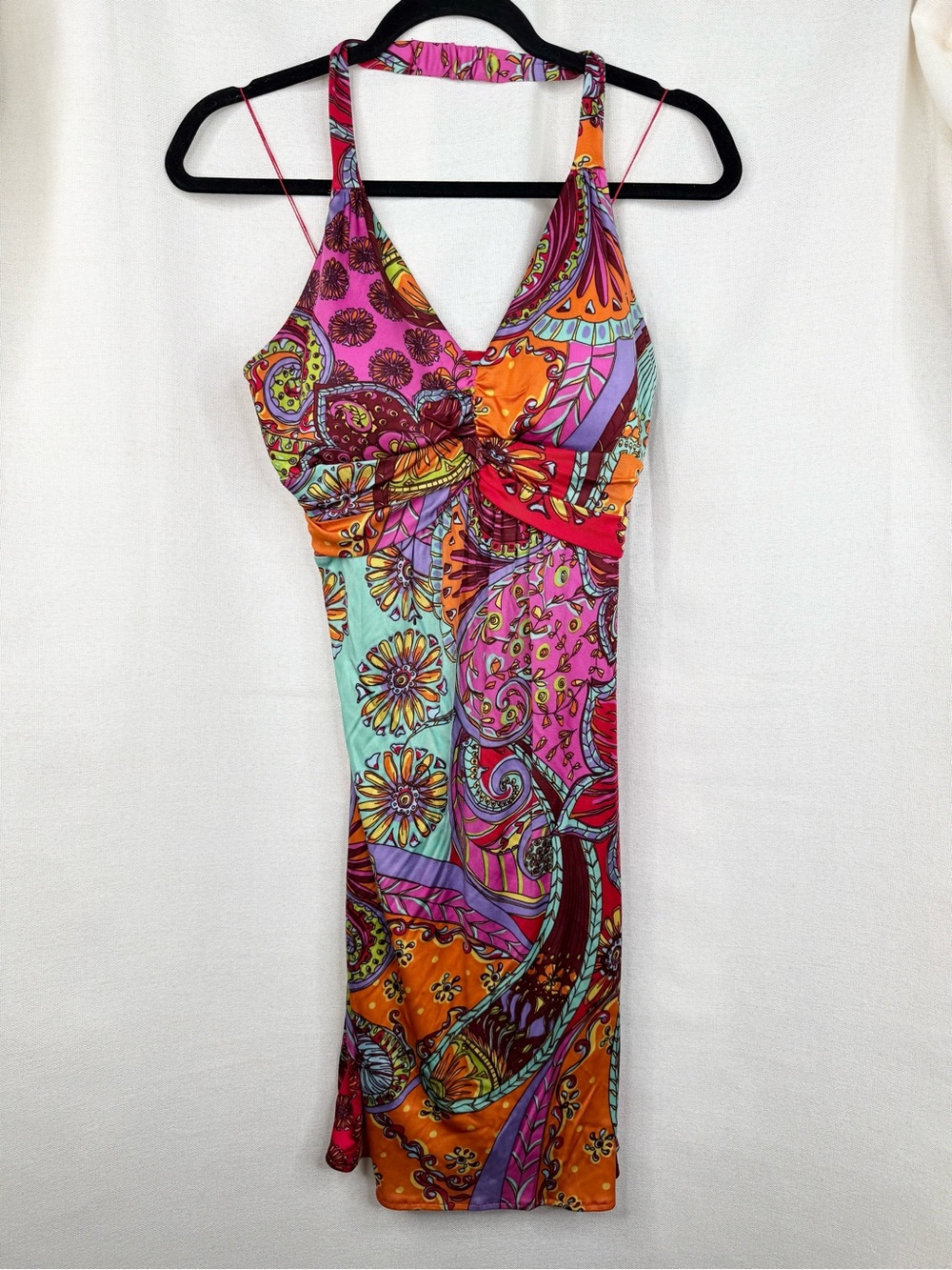 Muse Maxi Dress Womens Size 6 Multicolor Paisley Floral Halter Twist Front